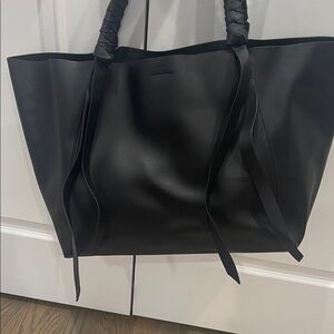 AllSaints Black Leather Tote Bag